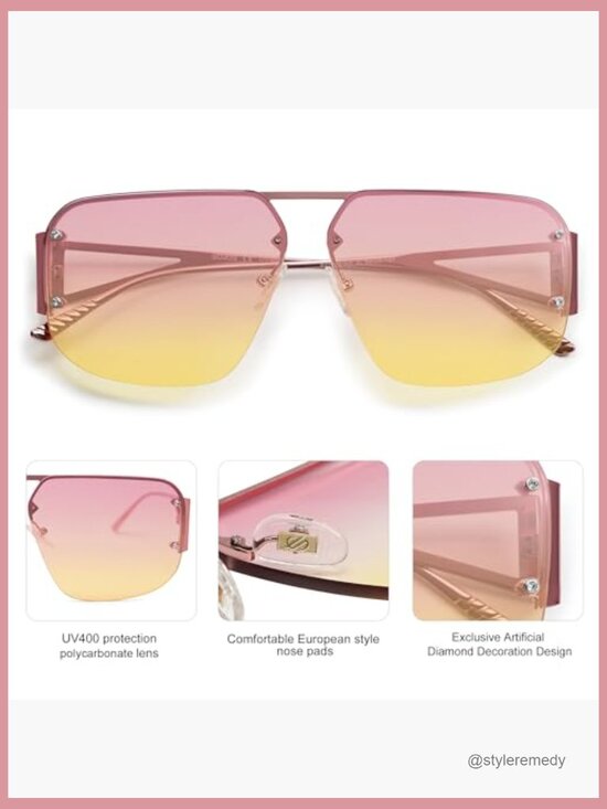 Metal Frame Aviator Sunglasses UV400 Protection Retro Style main image 4